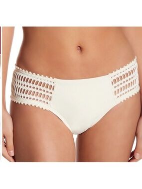 Robin Piccone Sophia Cream Crochet Bikini Swim Bottoms Size Medium